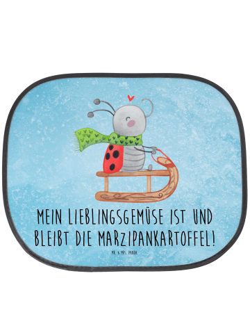 Mr. & Mrs. Panda Auto Sonnenschutz Smörle Rodeln mit Spruch in Eisblau