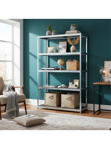 relaxdays Schwerlastregal in Silber - (B)120 x (H)200 x (T)60 cm