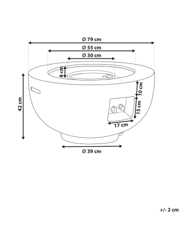 Beliani Feuerstelle für Gas DAISETU in Grau - (W) 79 x (H) 42 x (L) 79 cm