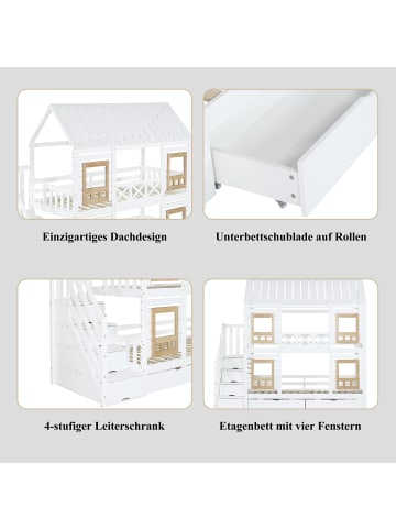 ABRIHOME 90x200cm Kinderbett mit farblich abgesetztem Fallschutzgitter und Stauraum