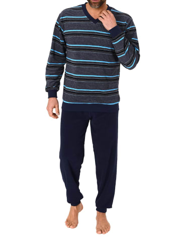 NORMANN Schlafanzug Bündchen Frottee - 81394 in blau
