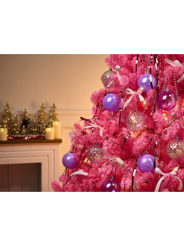 Beliani 24er-Set Weihnachtsbaumkugeln ASNEN in Violett/Silber