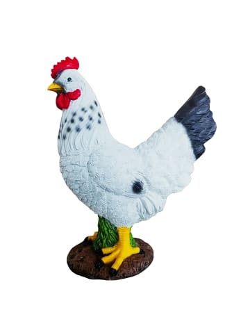 relaxdays Gartenfigur "Hahn" in Weiß/ Schwarz - (B)26 x (H)32,5 x (T)13,5 cm