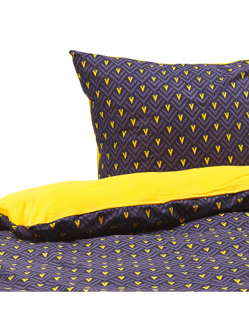 Beliani 3-tlg Bettwäsche-Set WALLINGFORD in Blau/Gelb/Lila