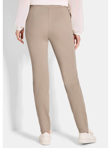 GOLDNER Kurzgröße:  Jerseyhose Slim Fit Hose BELLA mit Schlupfbund in beige