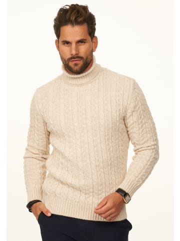 DAILY COTTON Strickpullover - als Grobstrick Pulli mit Zopfmuster für Herren in Beige