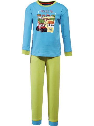 Erwin Müller Single-Jersey Kinder-Schlafanzug in türkis/grün
