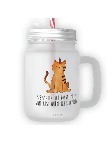 Mr. & Mrs. Panda Limonadenglas Einhorn Katze mit Spruch in Transparent