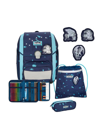 Scout Genius Schulranzen-Set 4-tlg. Exklusiv LED Pegasus 2023 in blau