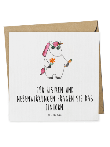 Mr. & Mrs. Panda Einladungskarte Einhorn Woodstock mit Spruch in Weiß