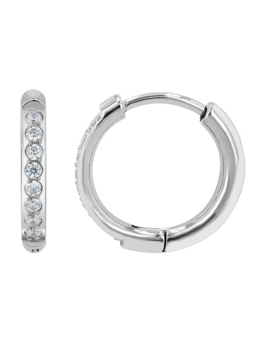 Adeliás Damen Ohrringe – Klappcreole aus Titan mit Strass Steinchen in silber