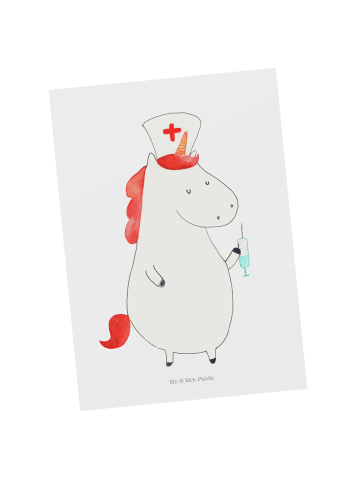 Mr. & Mrs. Panda bildkarte Einhorn Krankenschwester ohne Spruch in Weiß