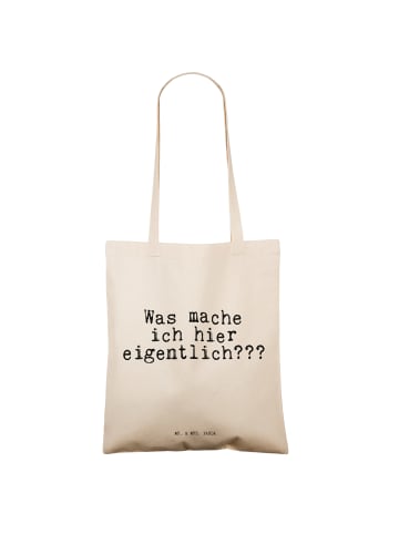 Mr. & Mrs. Panda Tragetasche Was mache ich hier... mit Spruch in Creme