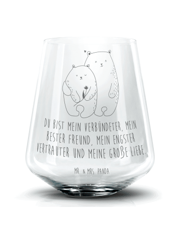 Mr. & Mrs. Panda Cocktail Glas Bären Liebe mit Spruch in Transparent