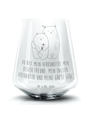 Mr. & Mrs. Panda Longdrinkglas Bären Liebe mit Spruch in Transparent