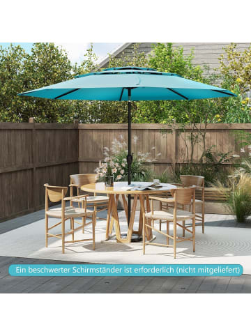COSTWAY 300cm Sonnenschirm windfest stabil in Türkis