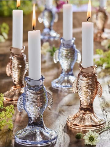 IB Laursen Kerzenhalter FISCH ROSA Glas für 1 Kerze 12x8 cm