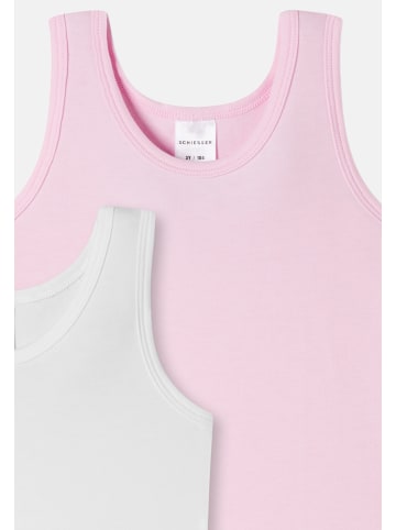 Schiesser Unterhemd / Tanktop Kids Girls 95/5 Organic Cotton in Weiß / Rosa