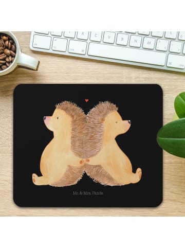 Mr. & Mrs. Panda Mousepad Igel händchenhaltend ohne Spruch in Schwarz