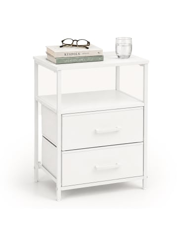 relaxdays Nachttisch in Weiß - (B)38 x (H)61 x (T)28 cm