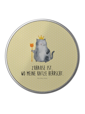 Mr. & Mrs. Panda Kaffeedose Katze König mit Spruch in Gelb Pastell