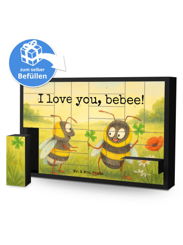 Mr. & Mrs. Panda Weihnachtskalender Bienen Paar Design mit Spruch in Weiß