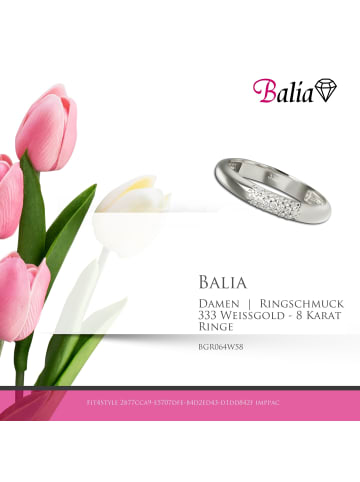 BALIA 333 Weißgold - 8 Karat Damen Ringe 3 reihig Zirkonia Fingerring 58 (18,5)