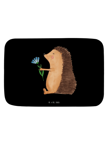 Mr. & Mrs. Panda Duschmatte Igel Blumen ohne Spruch in Schwarz