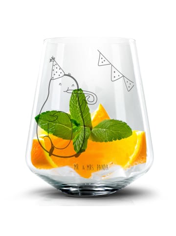 Mr. & Mrs. Panda Blümchentail Glas Avocado Party Zeit ohne Spruch in Transparent