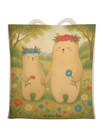Mr. & Mrs. Panda Stofftragetasche Bären mit Blumenkranz Design o... in Weiß