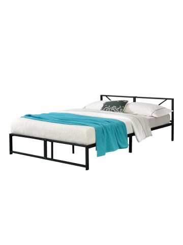 en.casa Metallbett Meran in Schwarz (B)140cm