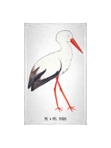 Mr. & Mrs. Panda Gästehandtücher Storch ohne Spruch in Weiß
