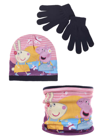 Peppa Pig 3tlg. Set: Mütze, Schal und Handschuhe in Dunkel-Blau