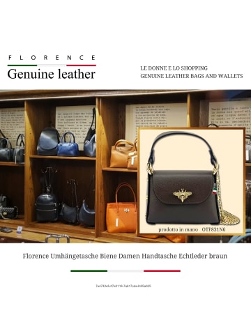 Florence Leder Umhängetasche Florence Tasche dunkelbraun ca. 19cm
