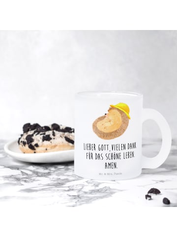 Mr. & Mrs. Panda Glas Igel Beten mit Spruch in Transparent
