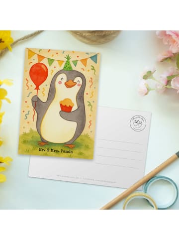 Mr. & Mrs. Panda Postkarte Pinguin Geburtstag Design ohne Spruch in Weiß