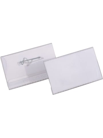 Durable Namensschilder 54x90mm quer mit Nadel Packung mit 50 Stück