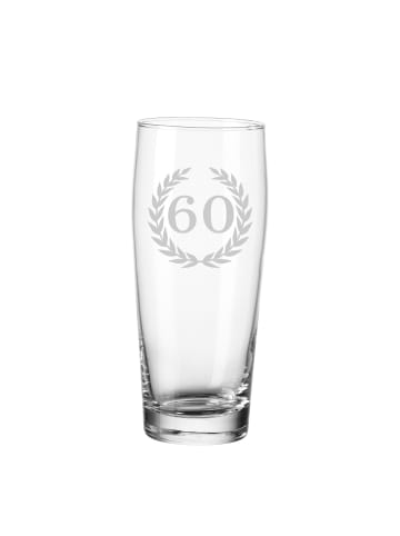 LUXENTU Willi Becher Bierglas mit Gravur 60. Jubiläum 0,5 l in transparent