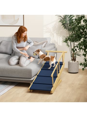 Pawhut Hunderampe Naturholz 85L x 40B x 61H cm