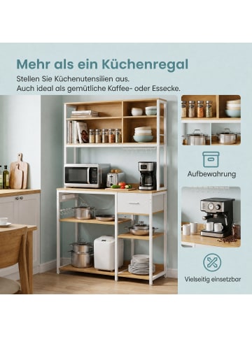 VASAGLE Küchenregal Barnet in Goldeichenfarbe-Weiß - (B)100 x (H)180.8 x (T)40 cm