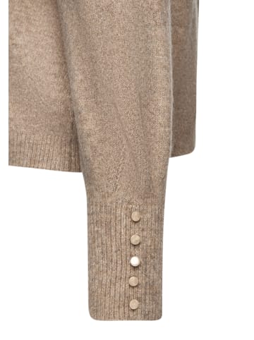 LASCANA Rundhalspullover in taupe meliert