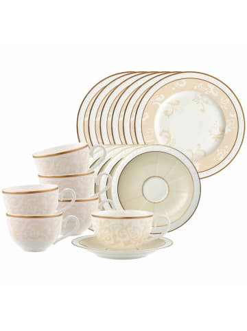 Villeroy & Boch 18-tlg. Kaffeeservice Ivoire in Weiß-Gold – in weiß-gold