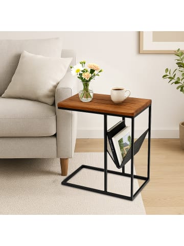 relaxdays Beistelltisch in Braun/ Schwarz - (B)30 x (H)63 x (T)51 cm