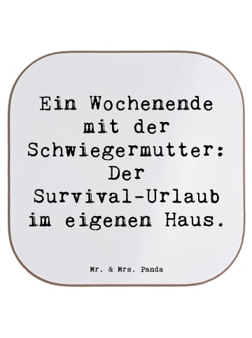 Mr. & Mrs. Panda Untersetzer Schwiegermutter Abenteuer mit Spruch in Weiß
