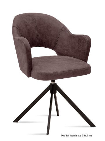 58 aufm Kessel ARMLEHNSTUHL drehbar (2er-Set) Denies 59x87x61 Schwarz/Braun