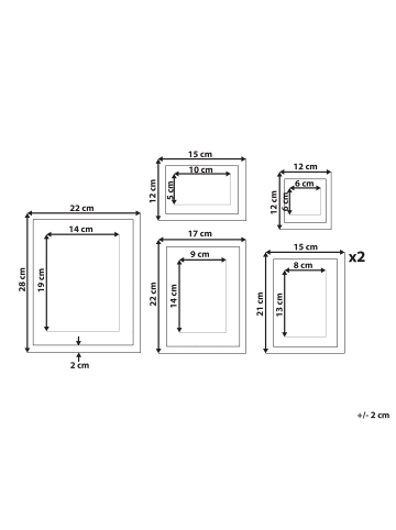 Beliani 6er-Set Fotorahmen ZINARE in Schwarz