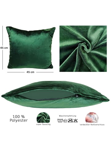 JACK 2er Set Teddy Flausch Kissenhülle Kissenbezug in Grün