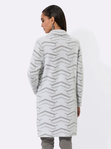 creation L Strickmantel in ecru-grau-gemustert