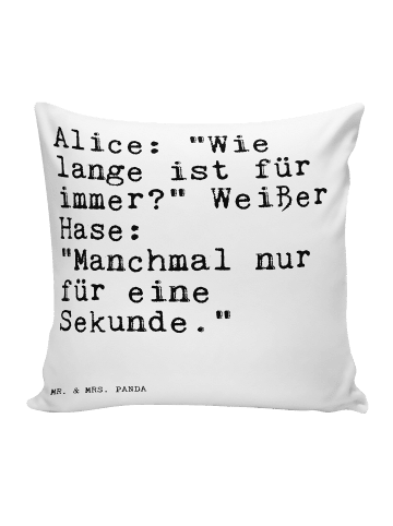 Mr. & Mrs. Panda 40x40 Kissen Alice: "Wie lange ist... mit Spruch in Weiß