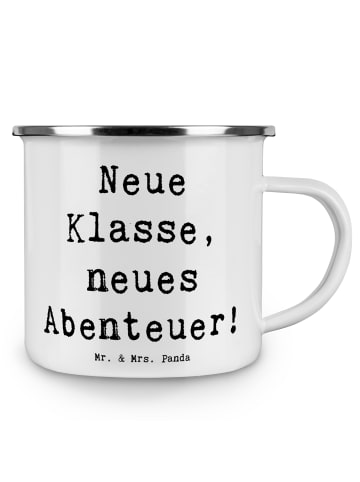 Mr. & Mrs. Panda Emaille Tasse Spruch Erster Schultag Abenteuer ... in Weiß